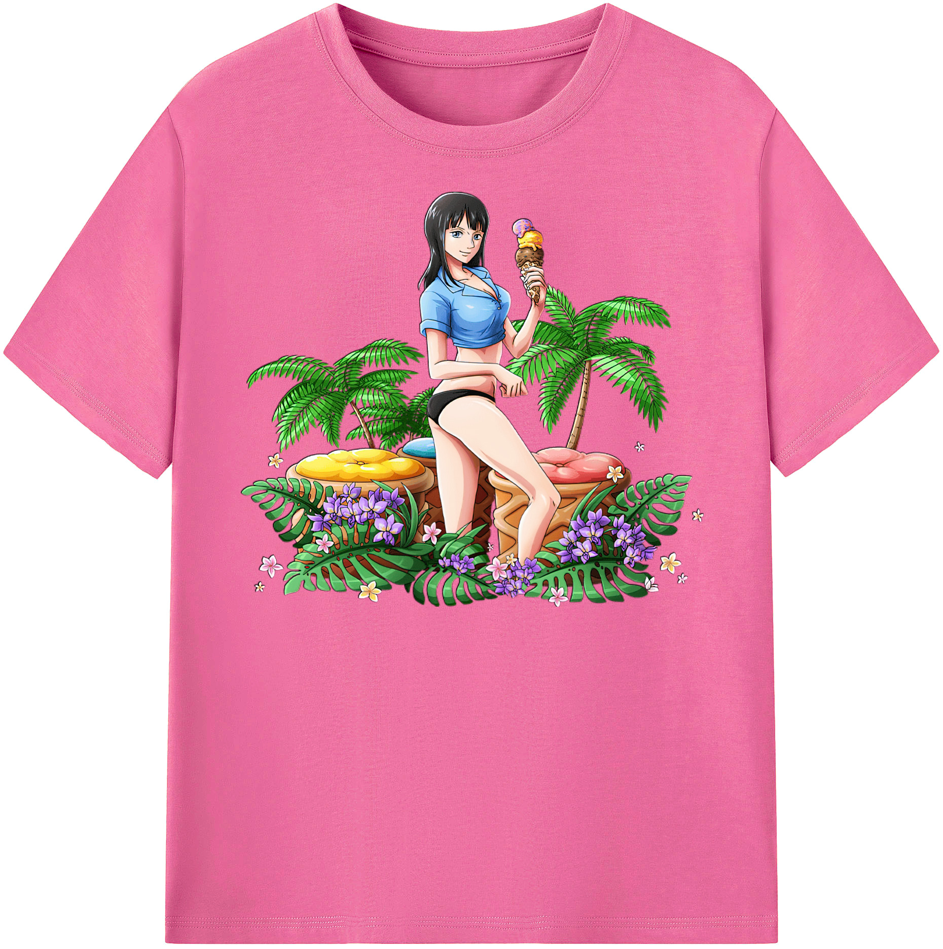 ワンピース ニコ・ロビン ONE PIECE Nico Robin レディースカジュアルプリントTシャツ（綿100％）